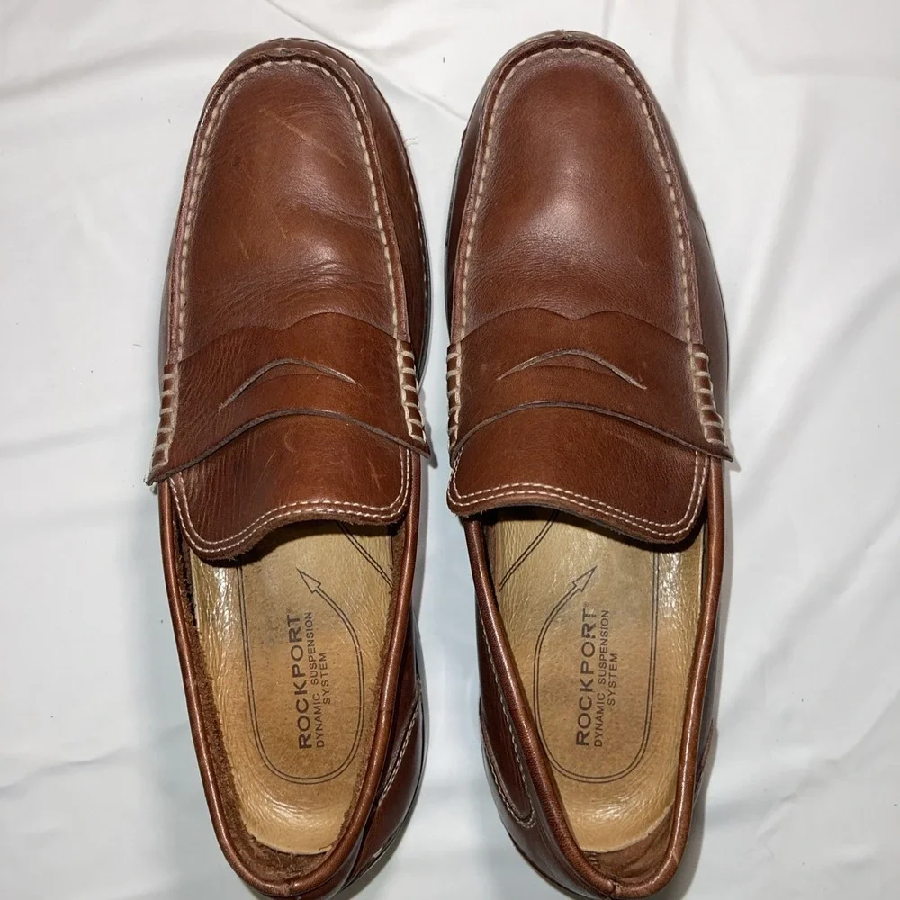 Vintage ROCKPORT Leather Penny Loafer Brown DMX Comfort 10M Academia Grandpacore